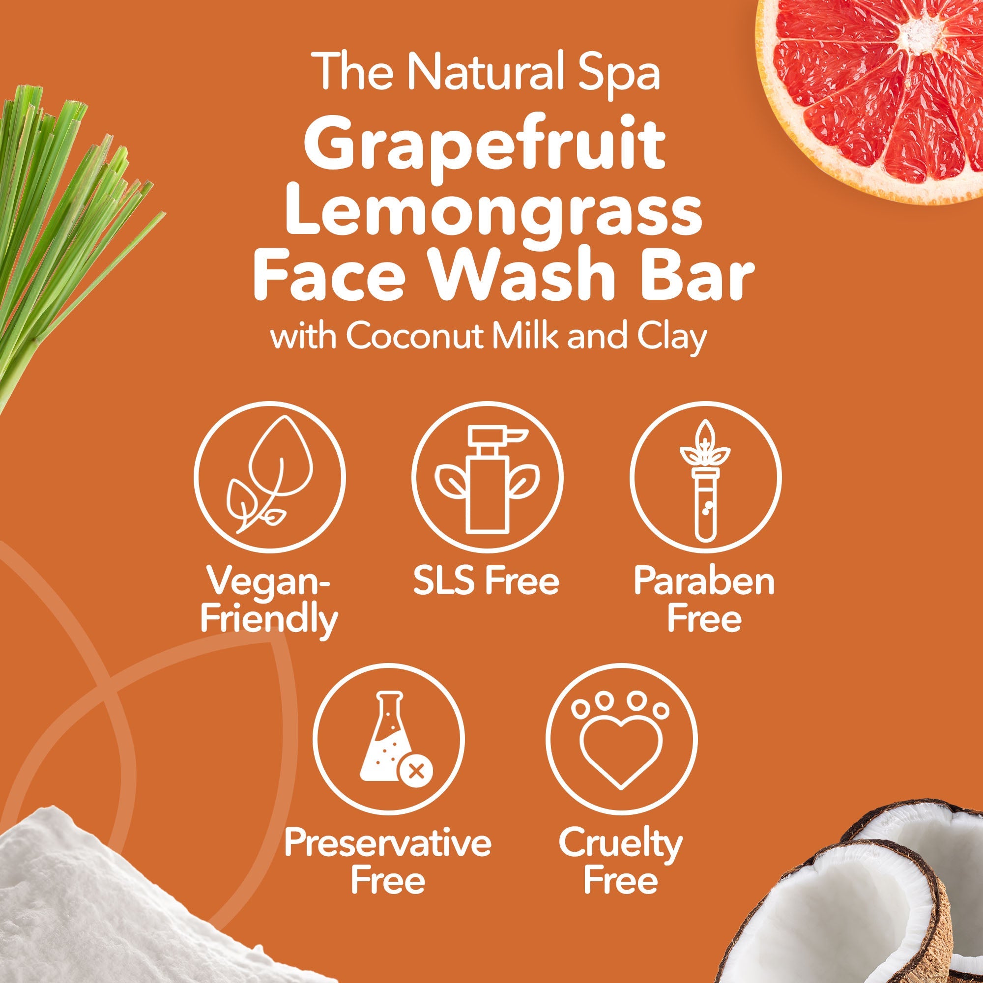 Grapefruit lemongrass face wash bar, round natural solid facial cleanser for gentle daily exfoliation — view 4