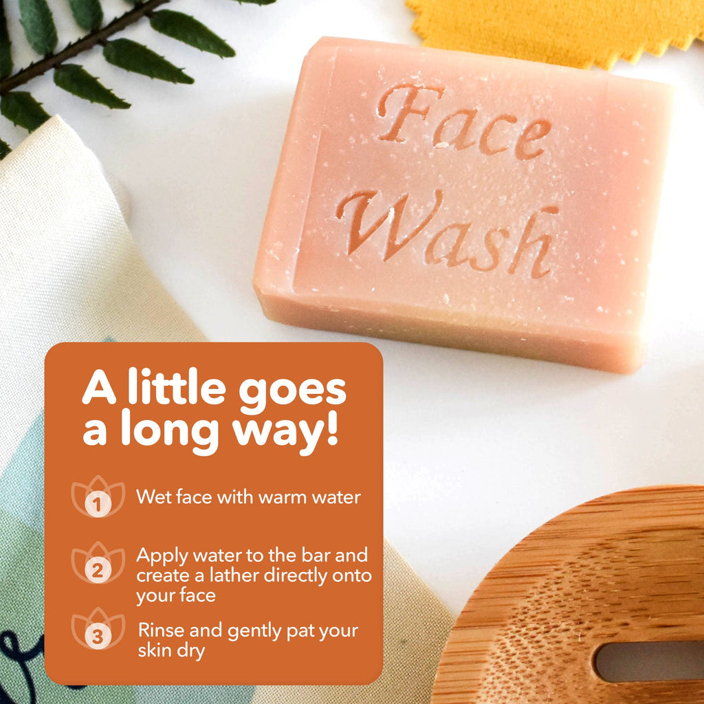 Grapefruit lemongrass face wash bar, round natural solid facial cleanser for gentle daily exfoliation — view 5