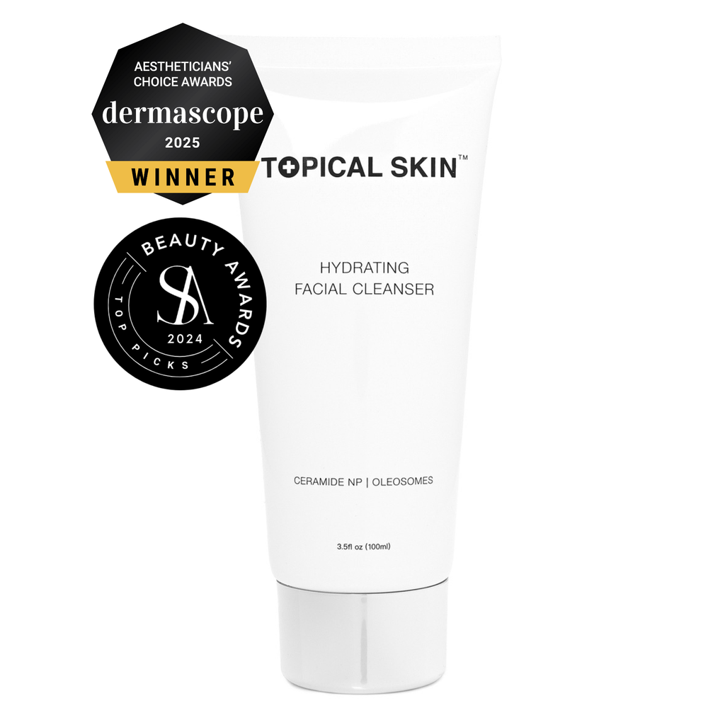 Hydrating facial cleanser cream in a premium bottle, formulated with natural botanicals and soothing ceramides.