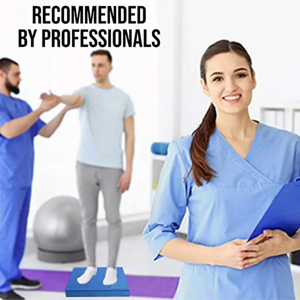 Blue TPE yoga balance pad with non-slip surface and included fitness resistance band. — view 4