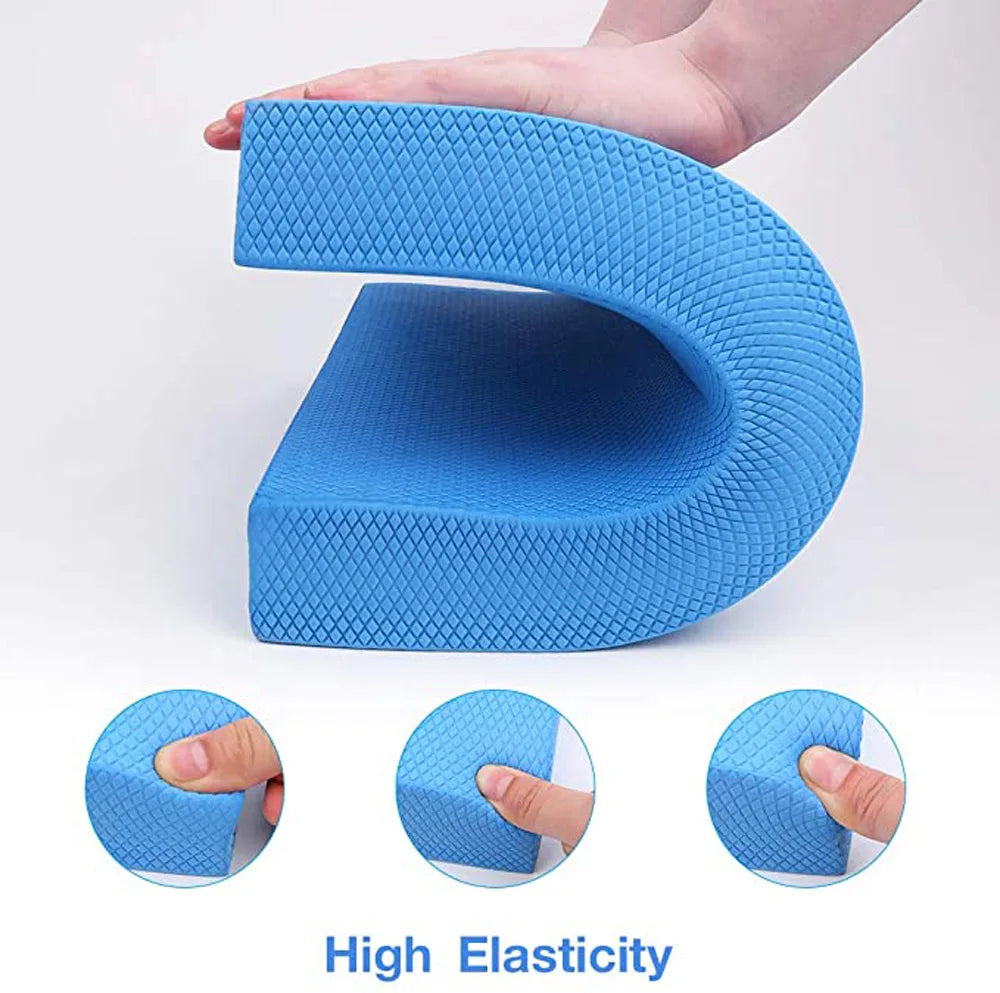 Blue TPE yoga balance pad with non-slip surface and included fitness resistance band. — view 3
