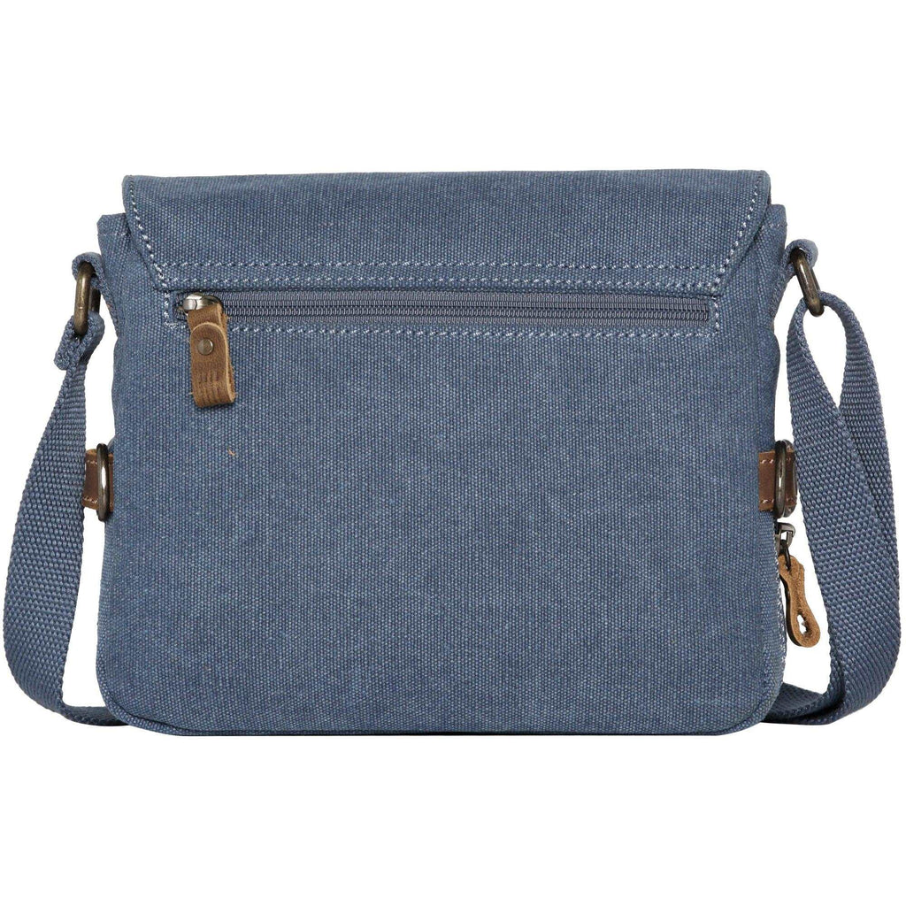 Stonewashed canvas crossbody bag with genuine leather trimmings adjustable strap and brass hardware — view 4