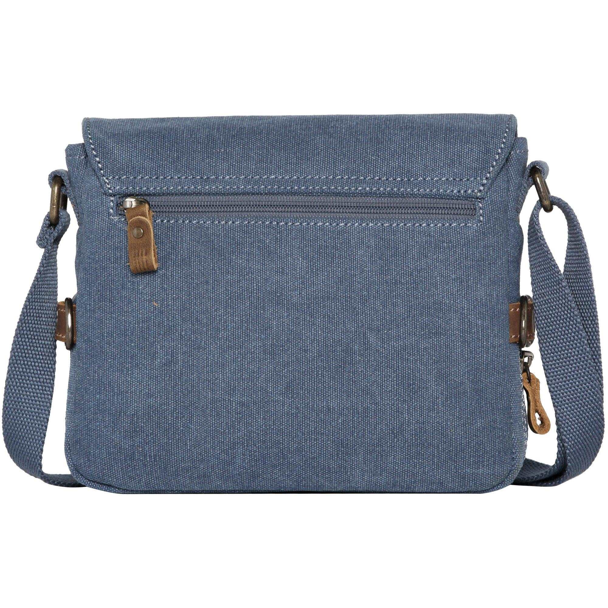 Stonewashed canvas crossbody bag with genuine leather trimmings adjustable strap and brass hardware — view 4