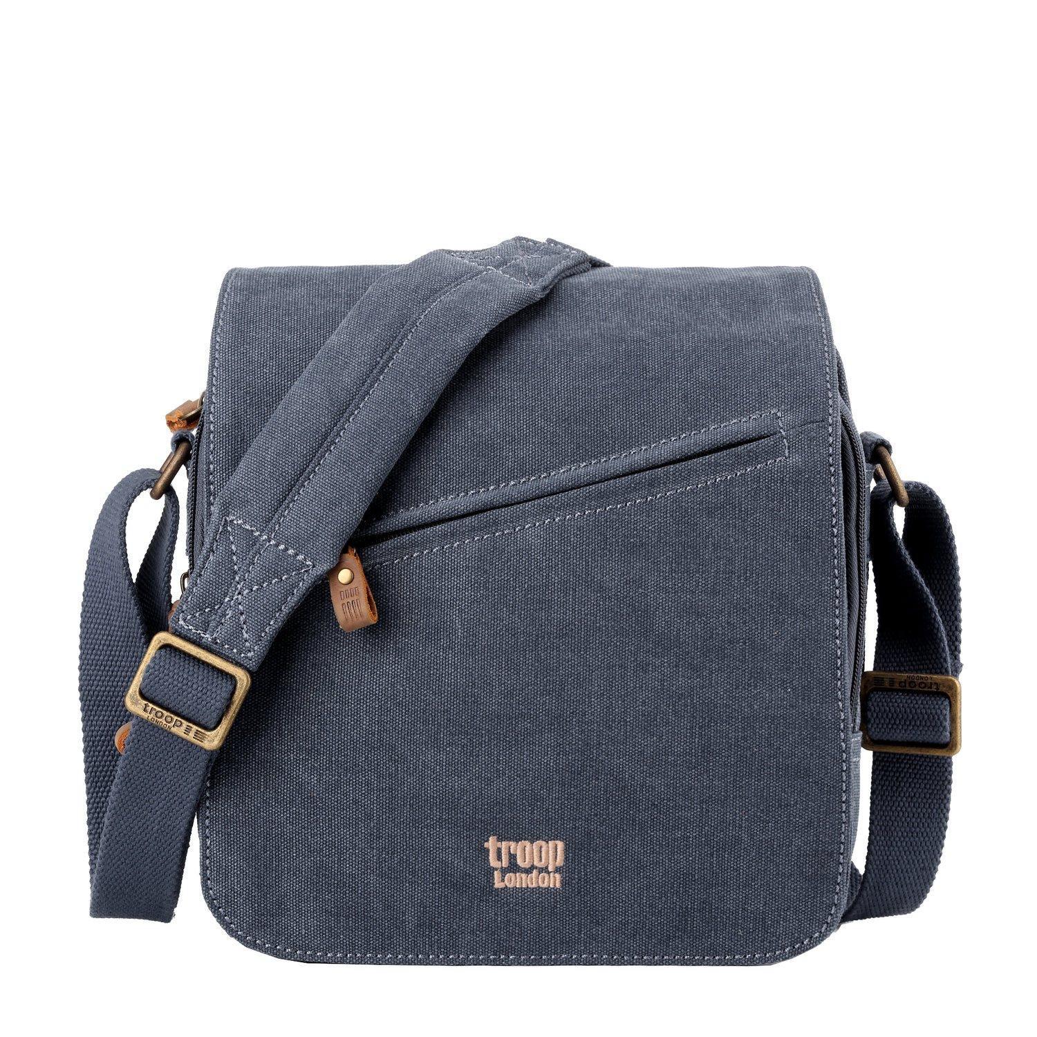 Stonewashed canvas flap crossbody bag with genuine leather trimmings and adjustable padded shoulder strap. — view 5