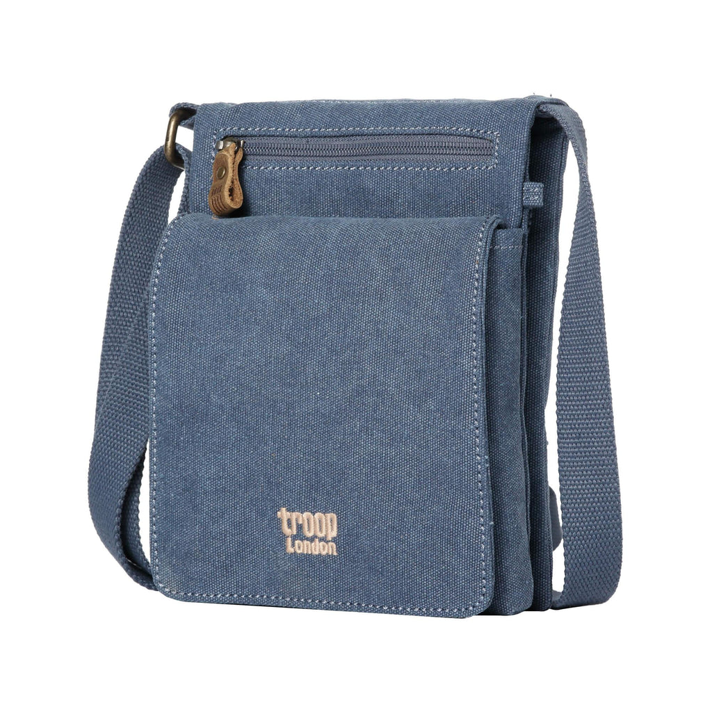 Mini canvas crossbody bag in stonewashed fabric with leather trims and adjustable shoulder strap — view 2
