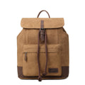 Heritage waxed canvas laptop backpack featuring genuine leather trimmings brass hardware and front zip pocket