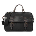 Heritage waxed cotton canvas laptop briefcase messenger bag with genuine leather trim and brass hardware