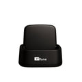 Matte black desktop charging dock and cradle for mobile phones with power adapter and cable
