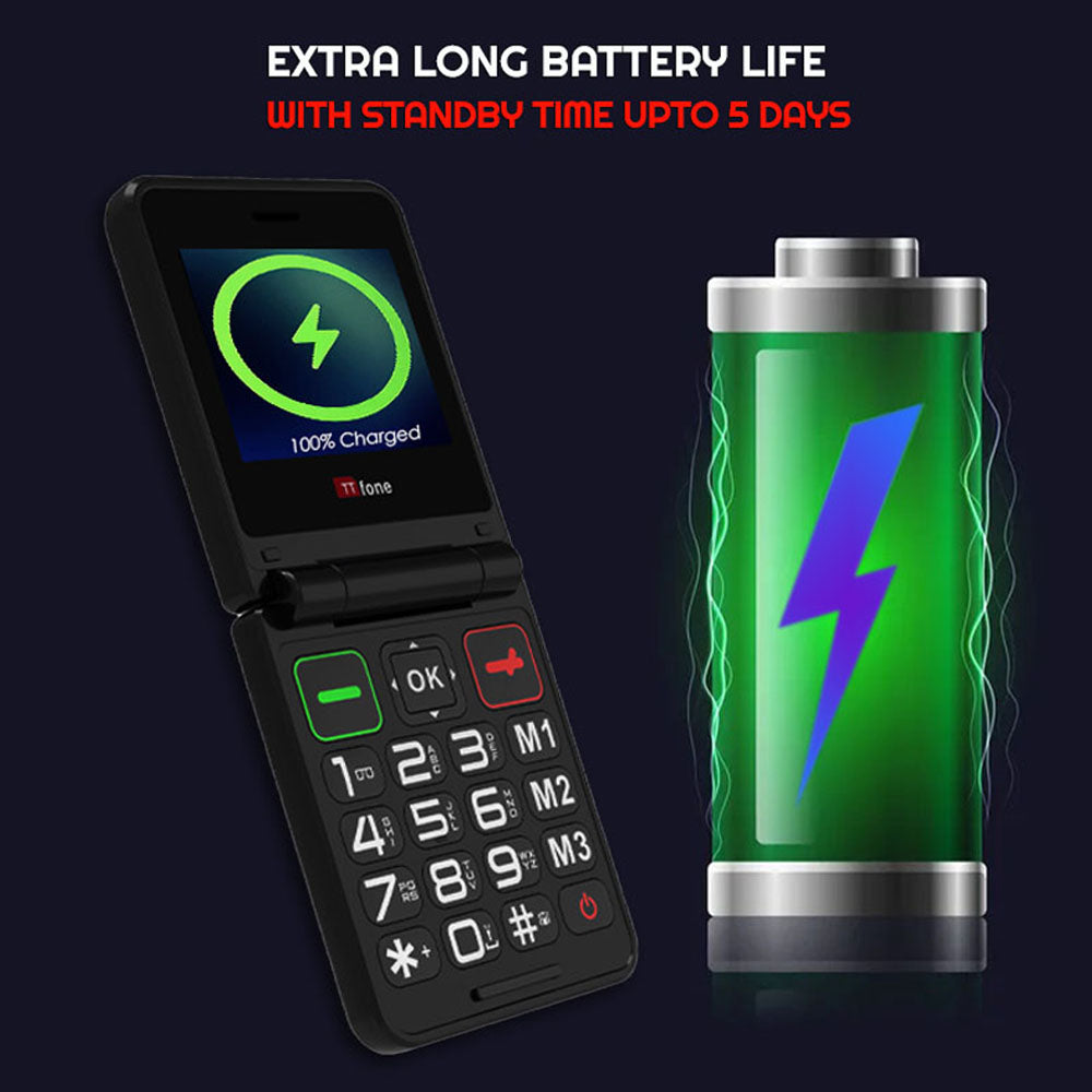 TTfone TT660 big button flip mobile phone with colour display and USB C charging cable — view 4