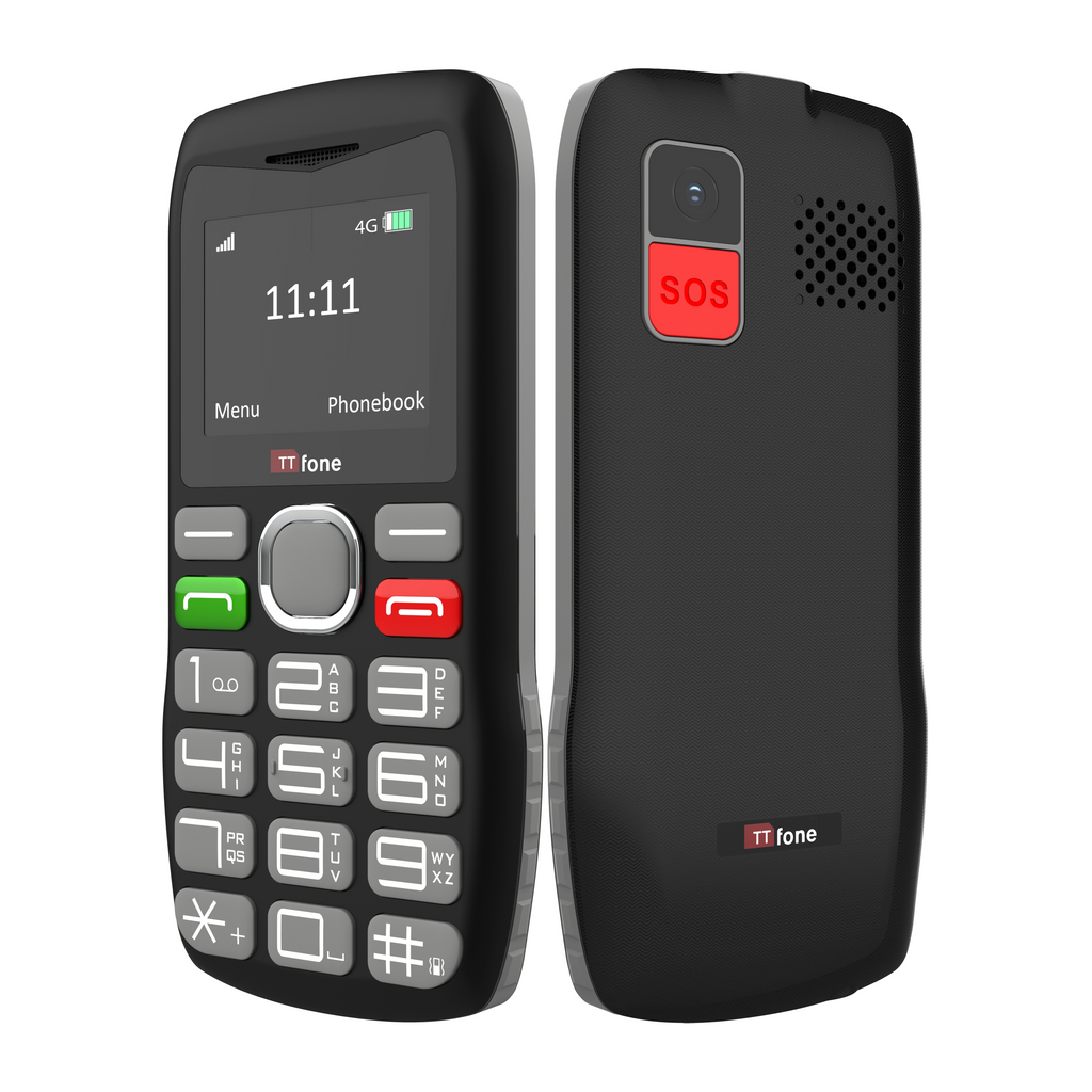 TTfone TT890 4G senior mobile phone with large accessible buttons and USB Type C cable — view 2