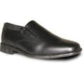 Vangelo boys tuxedo dress shoe in black, featuring a pointy square toe and polished shiny finish.