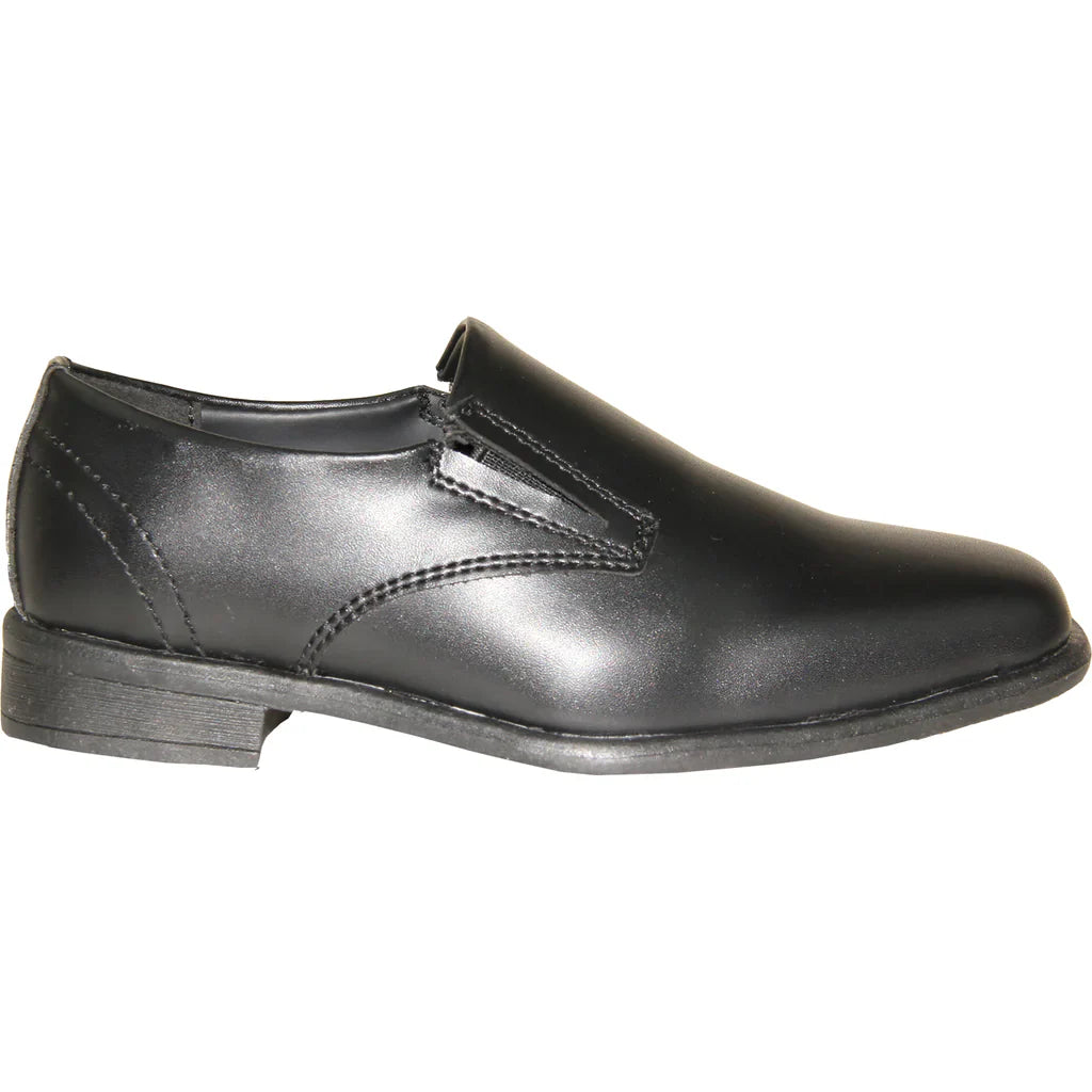Vangelo boys tuxedo dress shoe in black, featuring a pointy square toe and polished shiny finish. — view 4