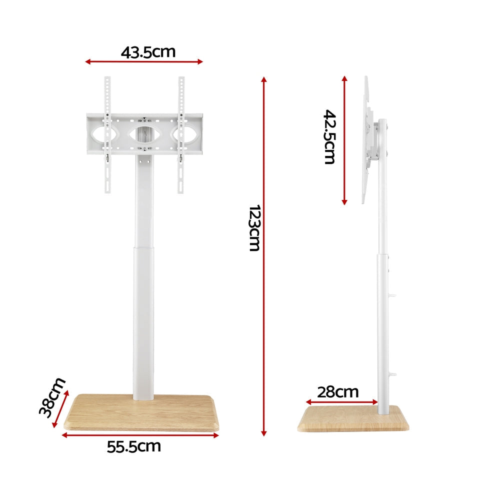 Artiss white steel rolling TV stand with adjustable height and swivel functionality for flat screens — view 3