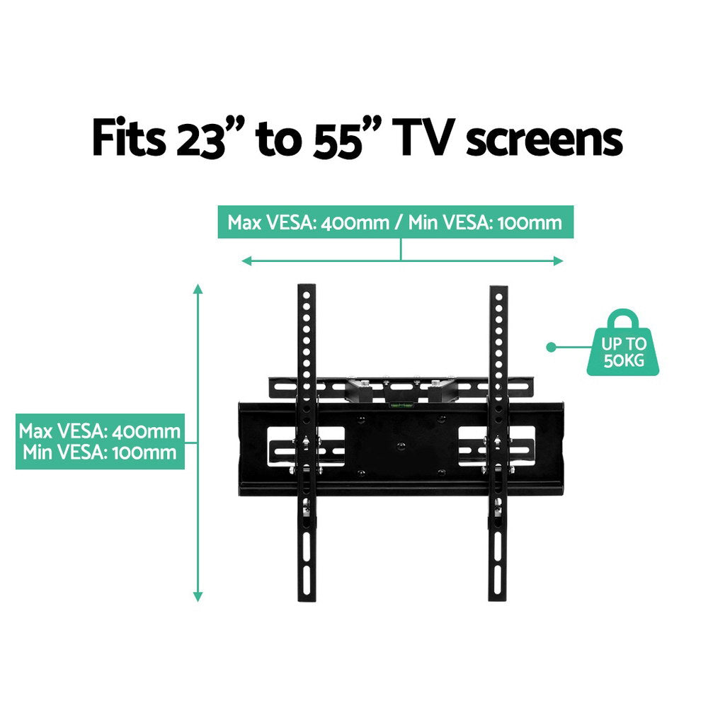 Black full motion TV wall mount bracket with extendable metal arms and swivel mechanism — view 4