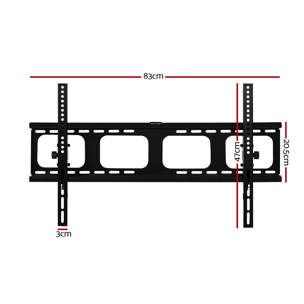 Black powder-coated metal tilting TV wall mount bracket for 42 to 90 inch flat screens — view 2