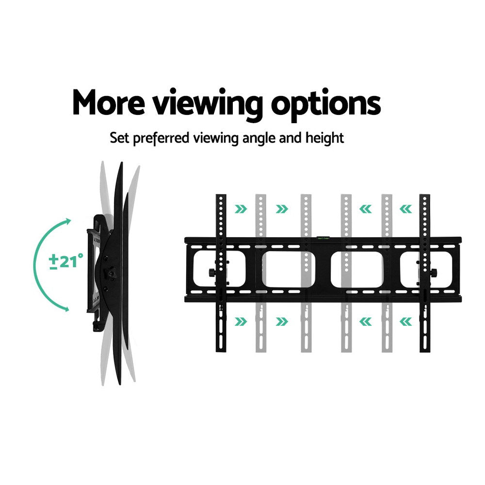 Black powder-coated metal tilting TV wall mount bracket for 42 to 90 inch flat screens — view 3