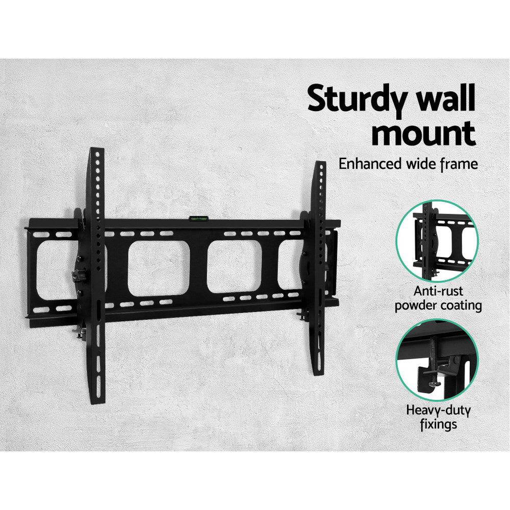 Black powder-coated metal tilting TV wall mount bracket for 42 to 90 inch flat screens — view 5