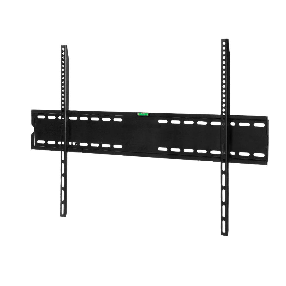 Black powder-coated metal TV wall mount bracket hardware set for large flat television screens
