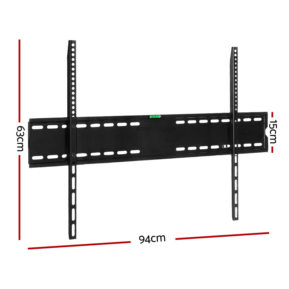 Black powder-coated metal TV wall mount bracket hardware set for large flat television screens — view 2