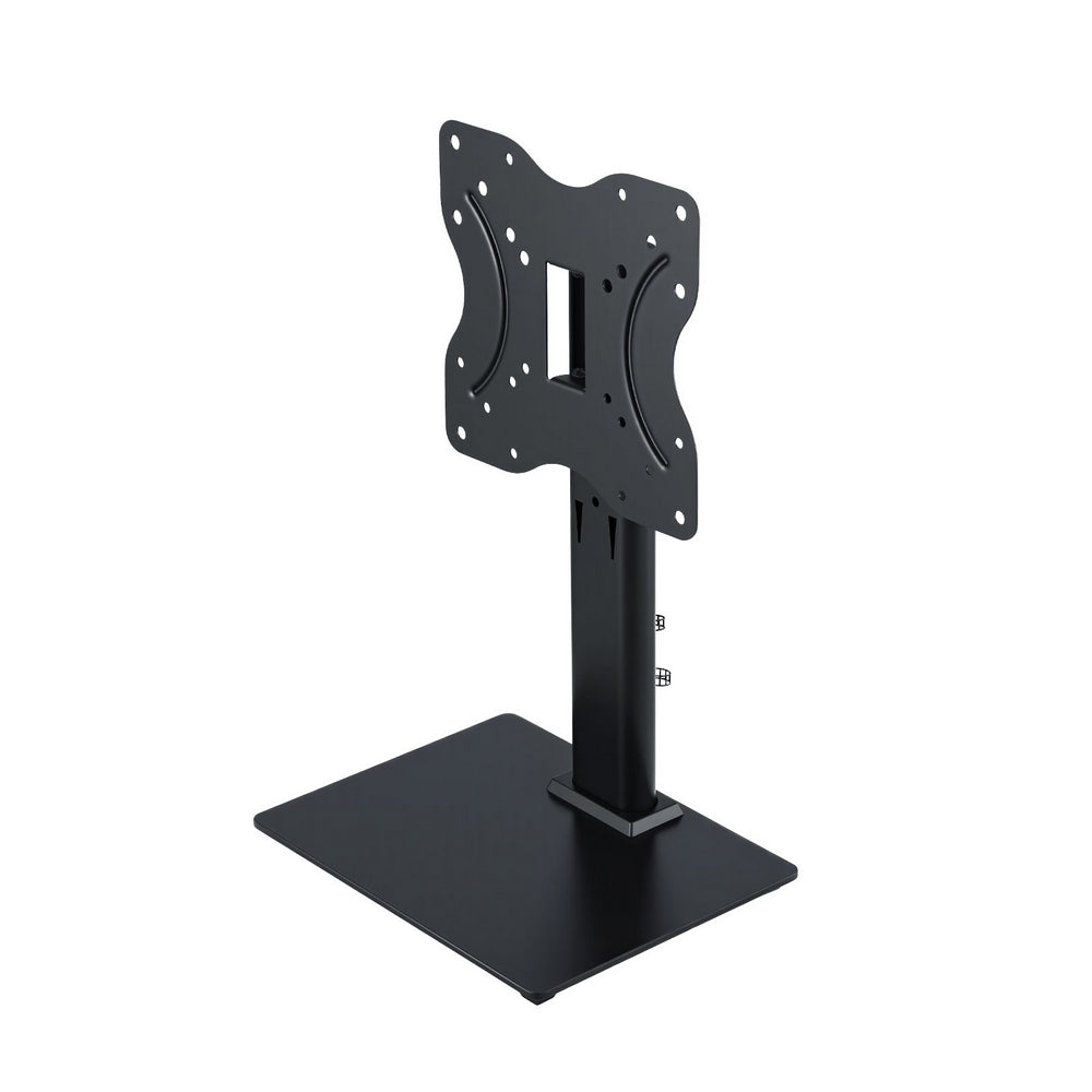 Black Artiss universal swivel TV stand with solid tempered glass base and steel frame