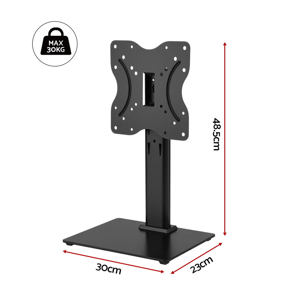 Black Artiss universal swivel TV stand with solid tempered glass base and steel frame — view 3