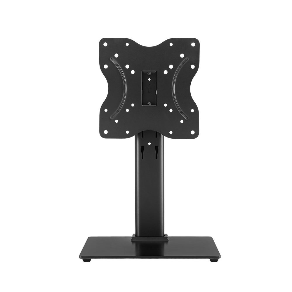 Black Artiss universal swivel TV stand with solid tempered glass base and steel frame — view 4