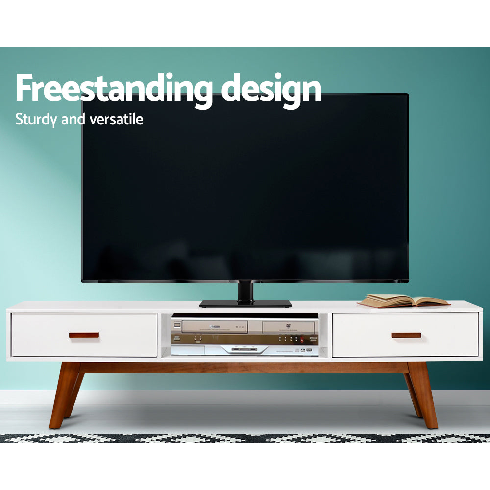 Artiss tabletop TV stand in black metal with tempered glass base and swivel mount bracket — view 5