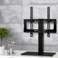 Artiss tabletop TV stand in black metal with tempered glass base and swivel mount bracket