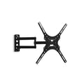 Black powder-coated steel full motion TV wall mount bracket with swivel and tilt capabilities
