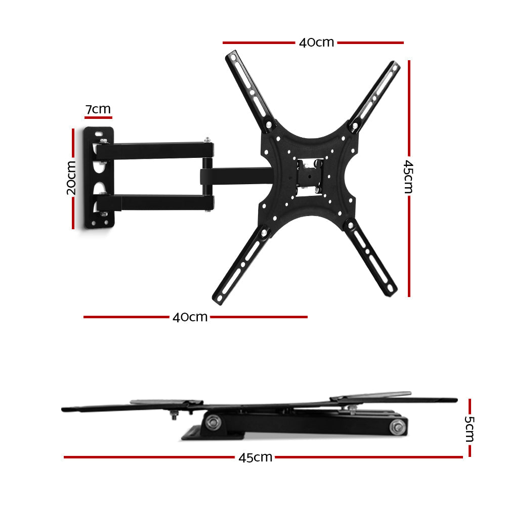 Black powder-coated steel full motion TV wall mount bracket with swivel and tilt capabilities — view 2