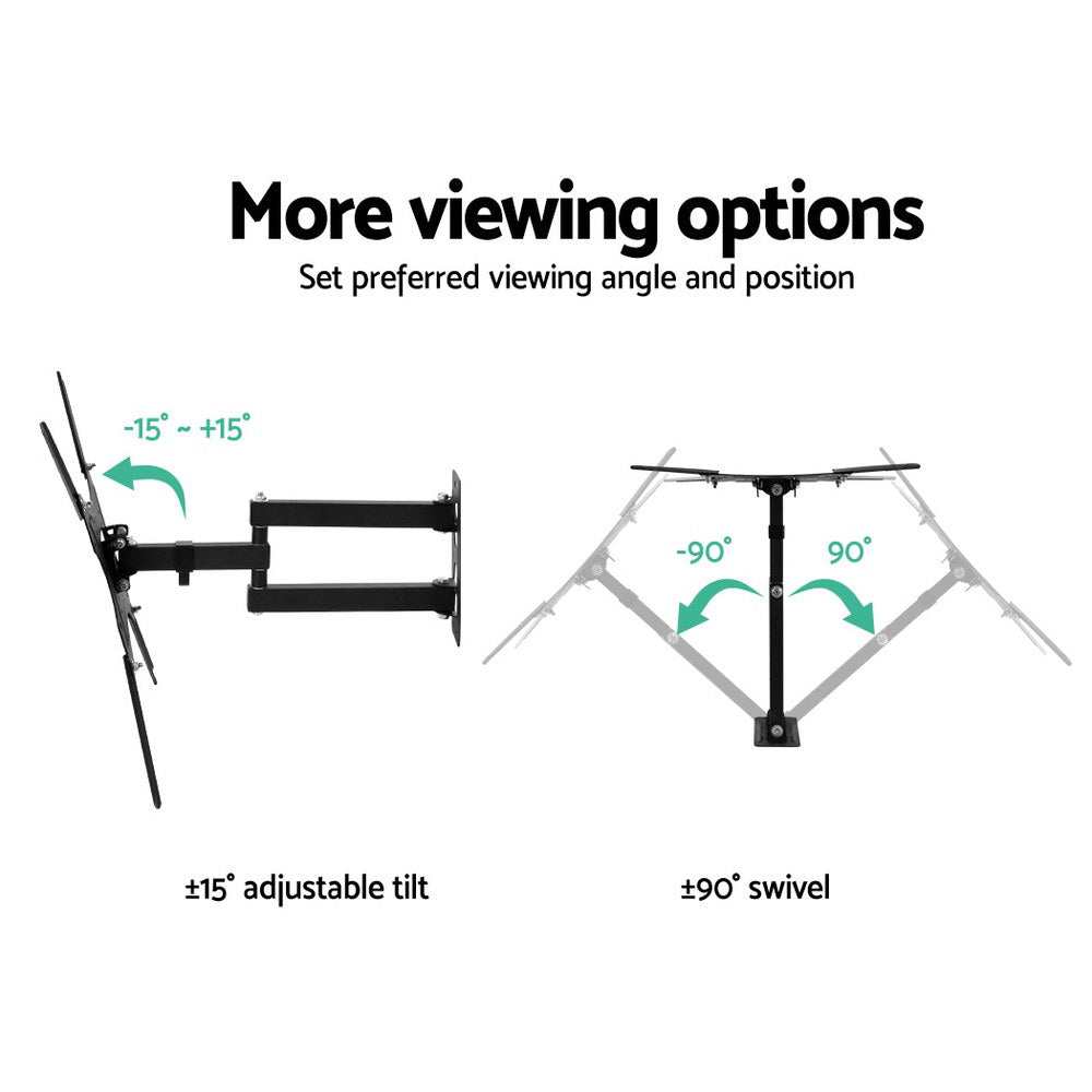 Black powder-coated steel full motion TV wall mount bracket with swivel and tilt capabilities — view 4