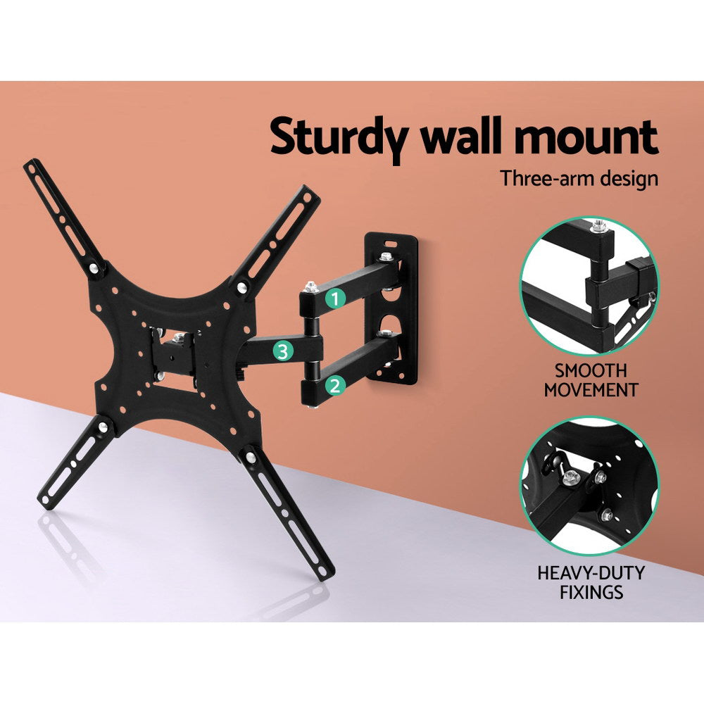 Black powder-coated steel full motion TV wall mount bracket with swivel and tilt capabilities — view 5