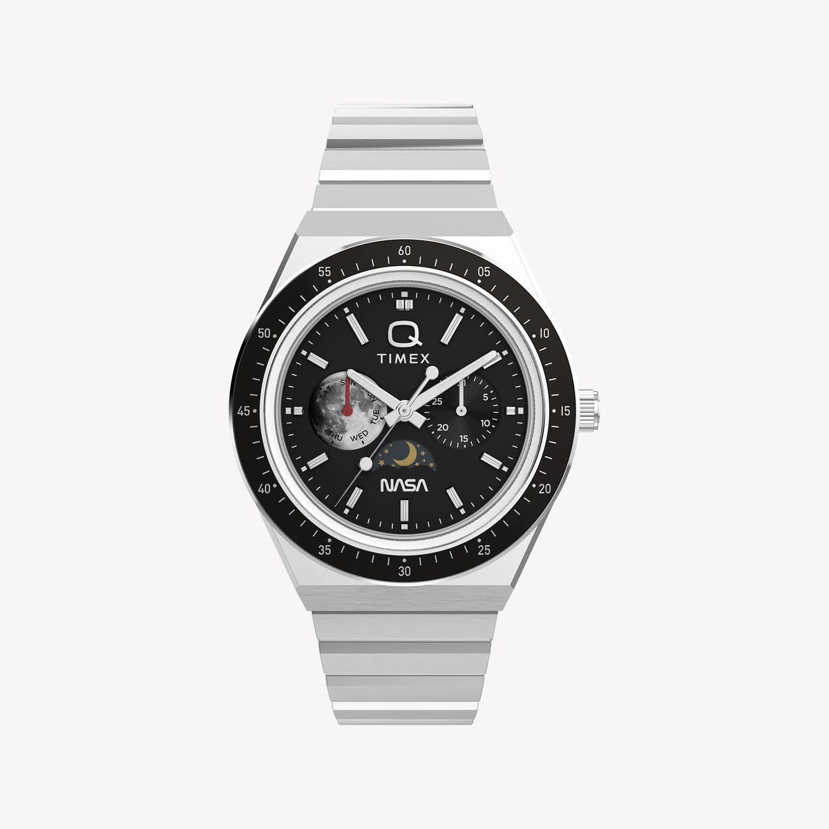 TIMEX Men's Stainless Steel Silver-Tone, Black Dial | TW2Y56700-0