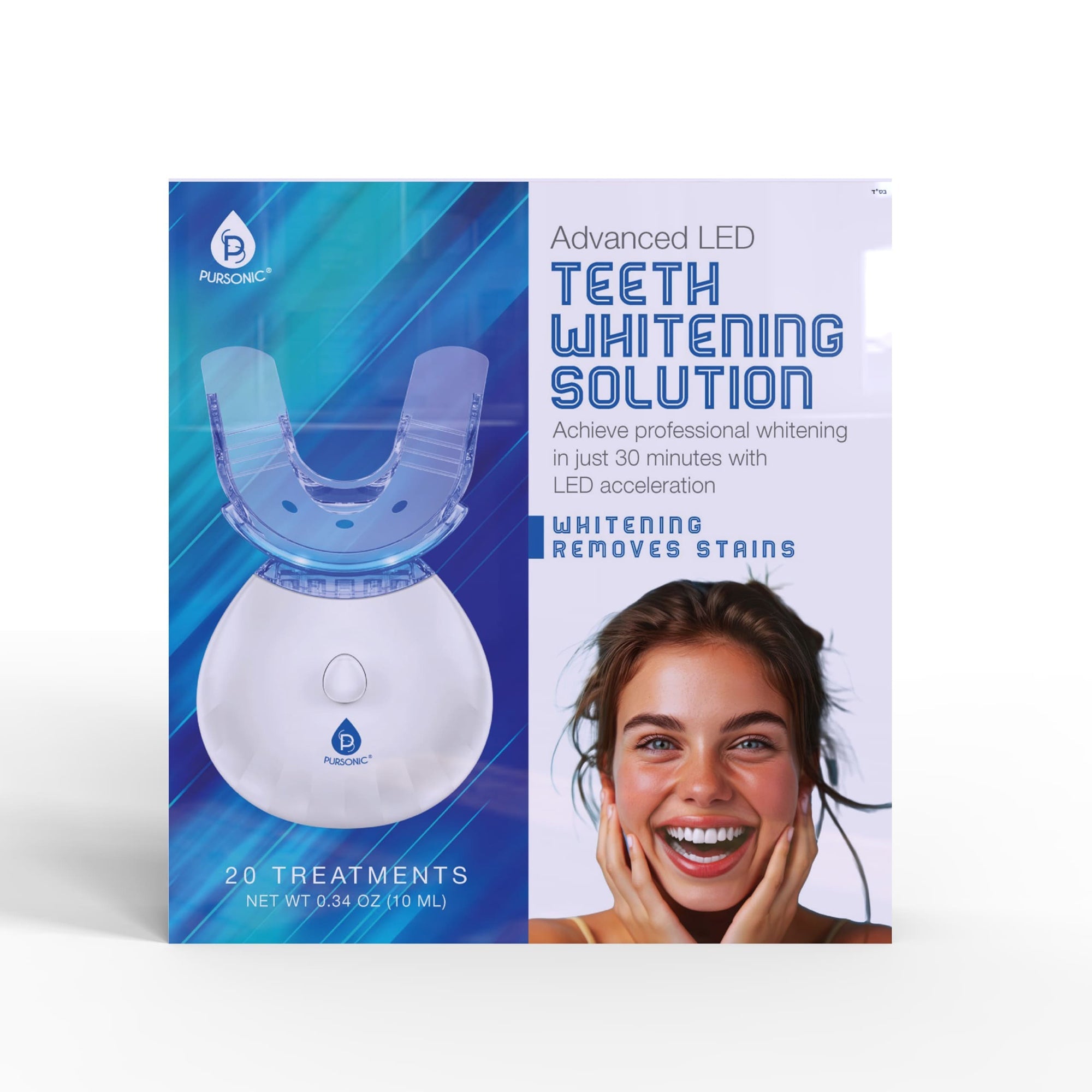 Advanced LED teeth whitening kit with blue light mouthpiece and enamel-safe gel syringes. — view 5