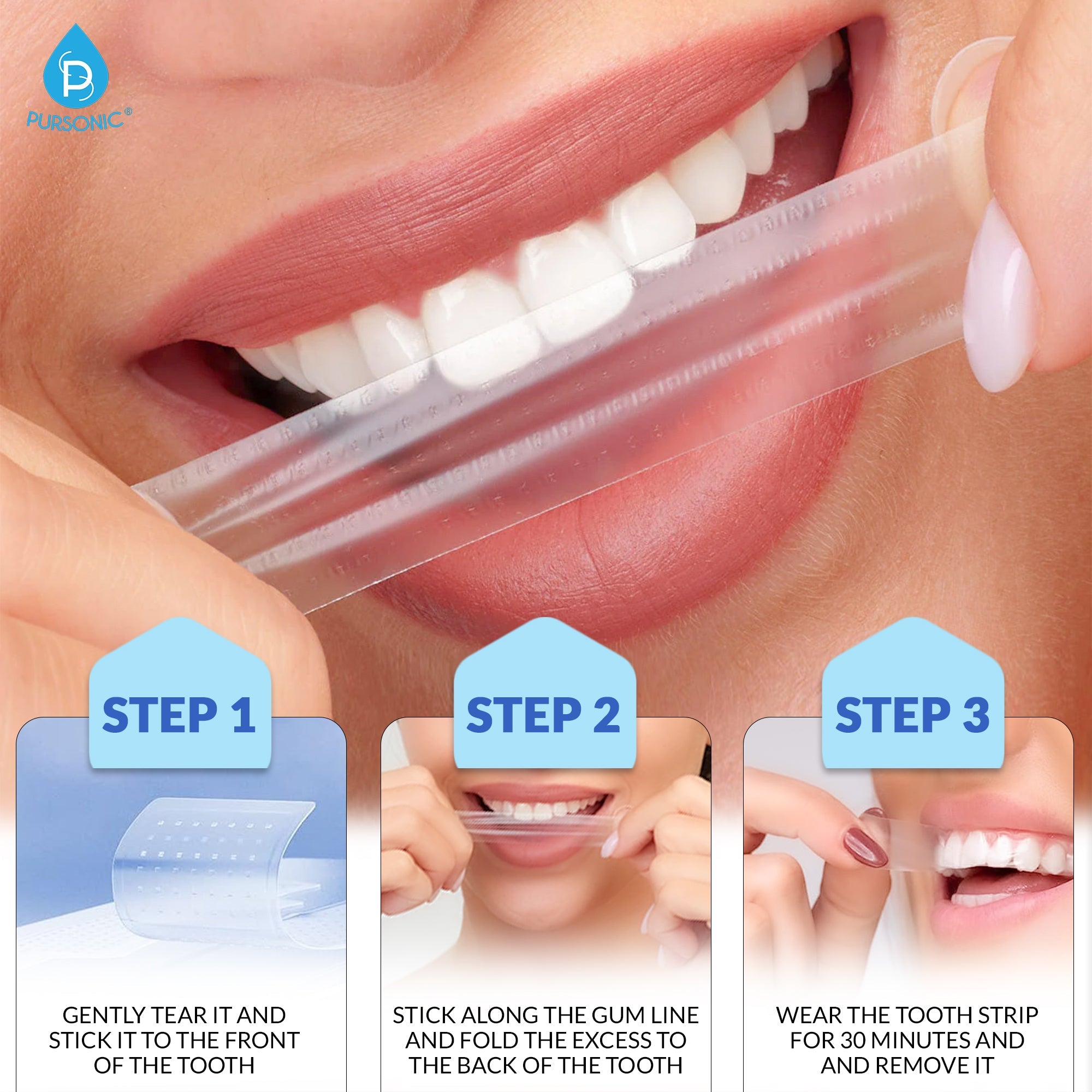 White professional teeth whitening strips in packaging for gentle peroxide free home oral care — view 3