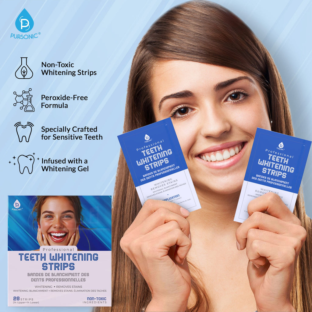 White professional teeth whitening strips in packaging for gentle peroxide free home oral care — view 2