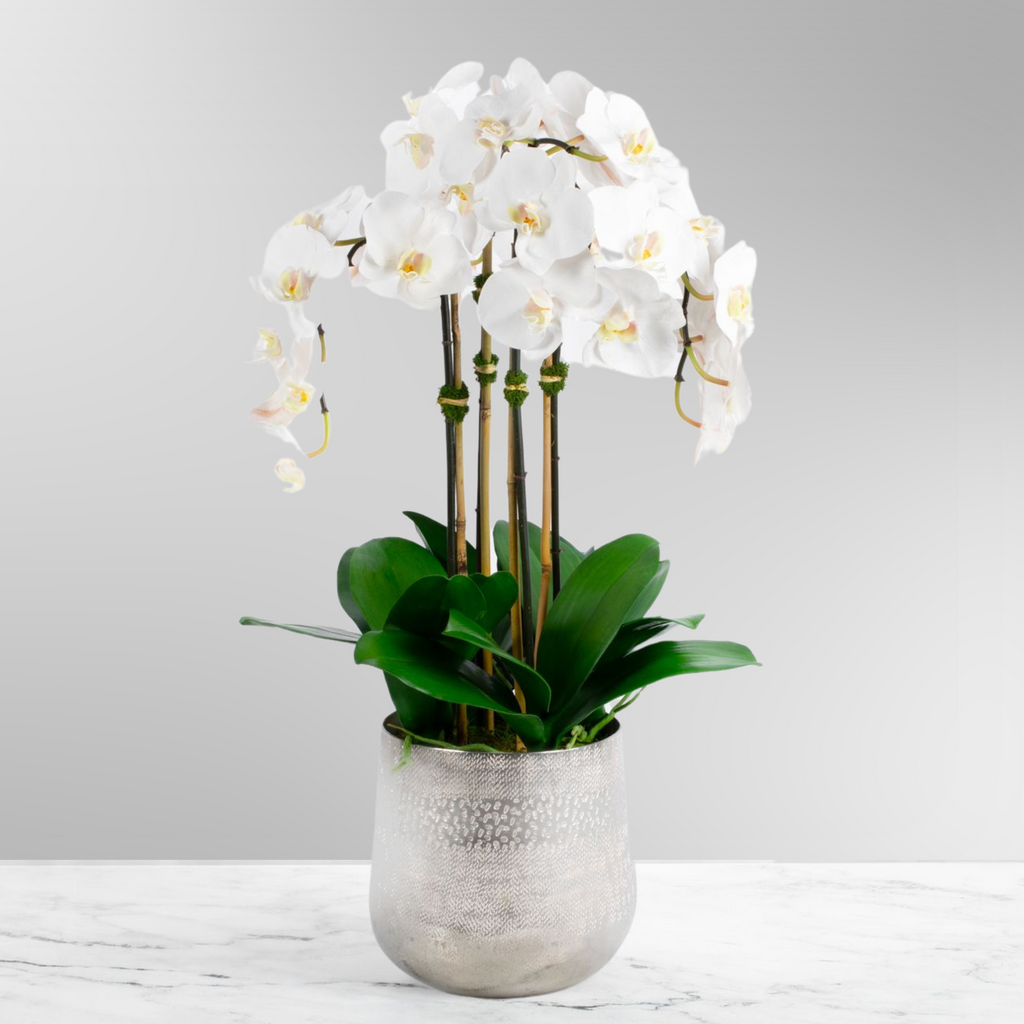 Tall Faux Orchid Arrangement in Vase-0