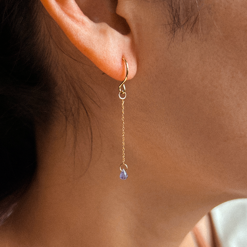 Tanzanite Drop Earrings | 14K Gold Fine Jewelry-1