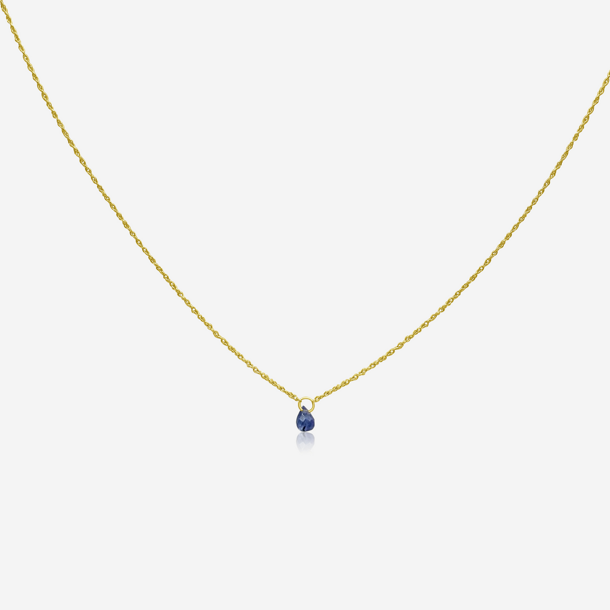 Tanzanite Drop Pendant Necklace | 14K Gold-0