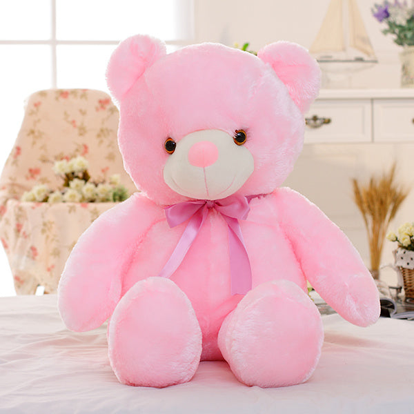 Soft glowing LED teddy bear light plush toy in sitting position with colorful illumination — view 2