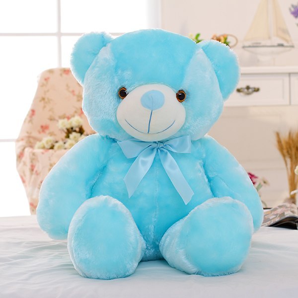 Soft glowing LED teddy bear light plush toy in sitting position with colorful illumination — view 4