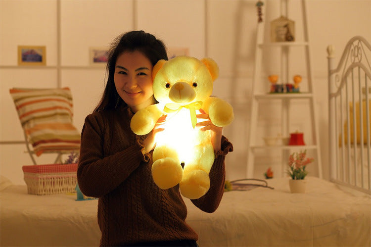 Soft glowing LED teddy bear light plush toy in sitting position with colorful illumination — view 5