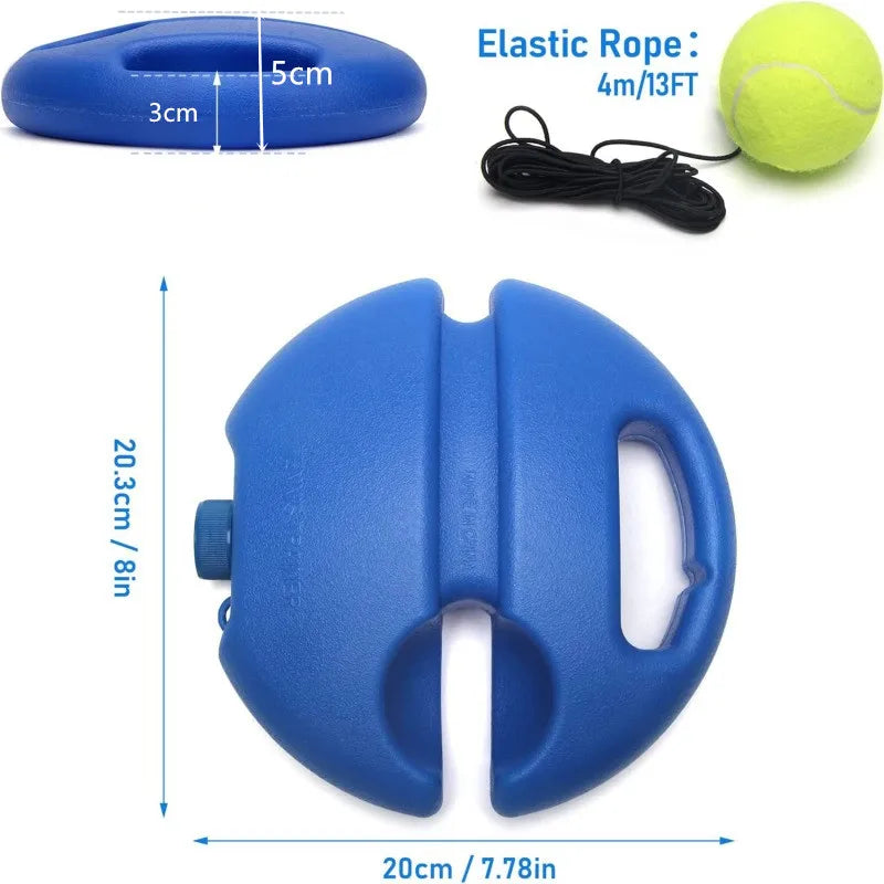 Blue tennis training rebound base with tethered yellow ball for solo outdoor practice — view 5