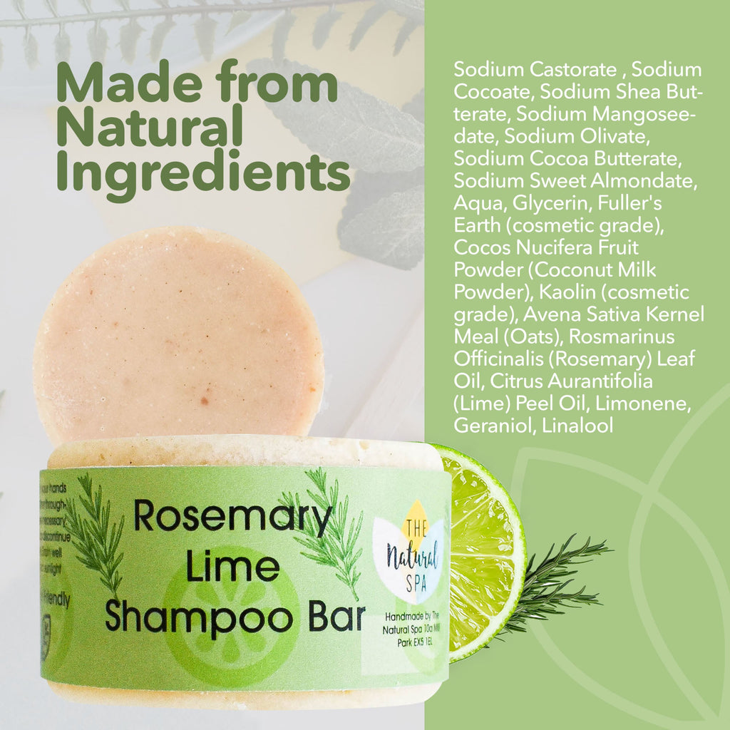 Rosemary and lime solid shampoo bar in plastic-free packaging for natural hair care — view 5
