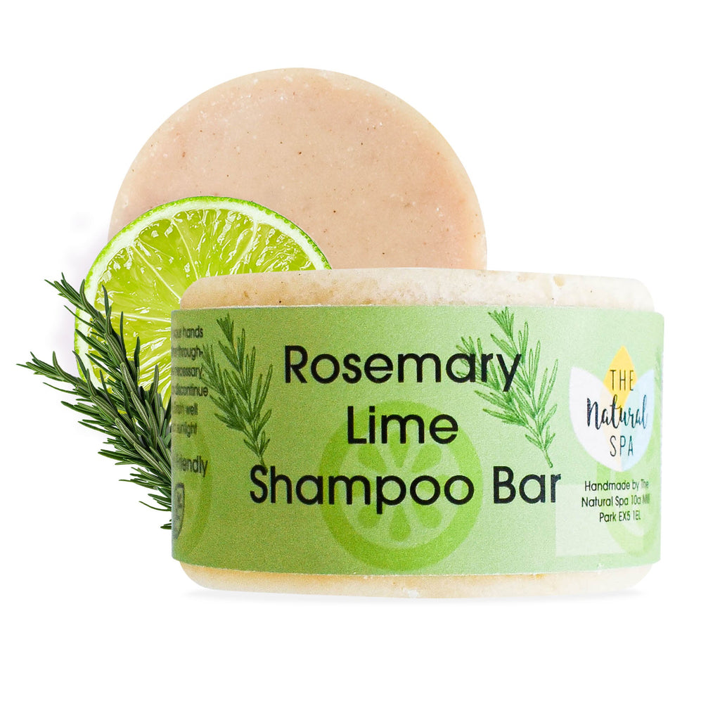 Rosemary and lime solid shampoo bar in plastic-free packaging for natural hair care — view 2