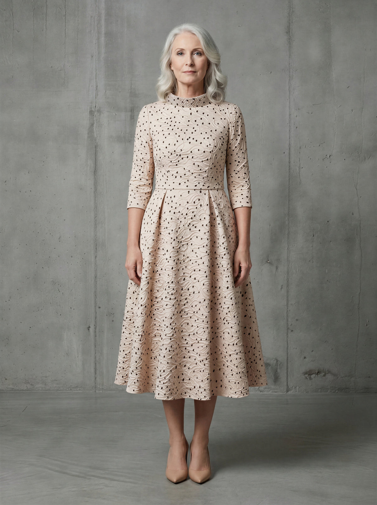 The polka-choker retro mum bridal dress-0