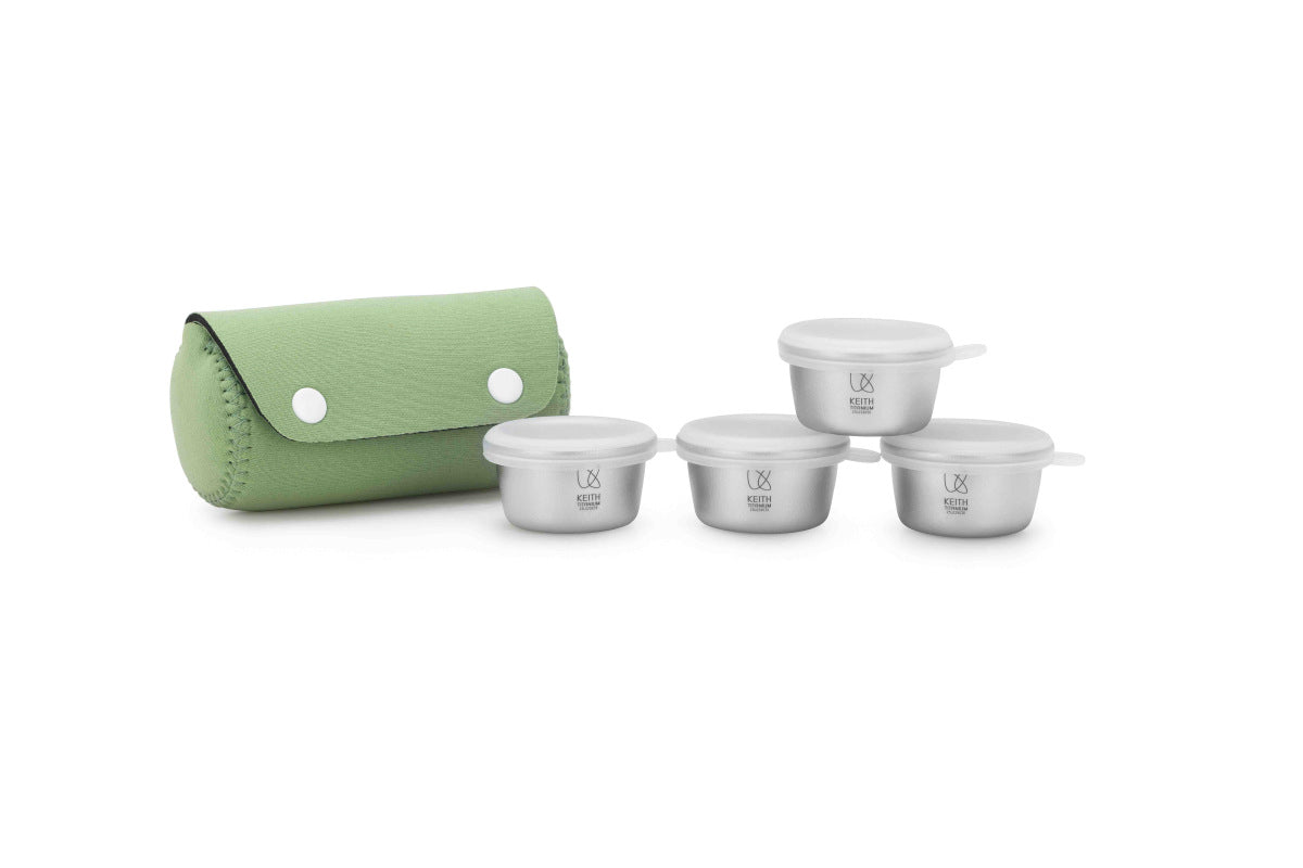 KEITH Titanium Mini Container Set with Pouch, 4-Piece - Ti1161-0