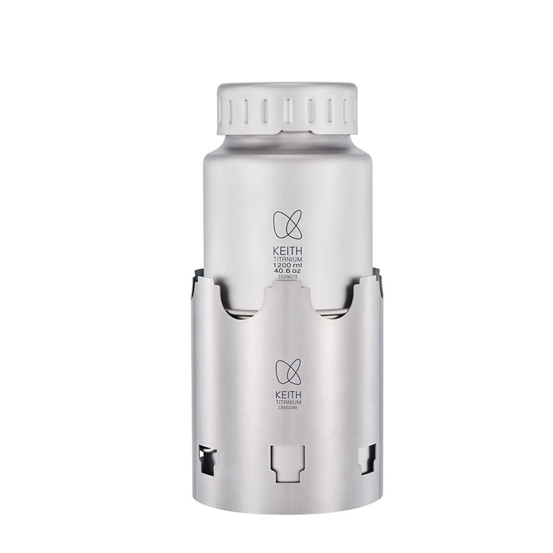 KEITH Titanium Nesting Camp Set with Bottle, Mug & Wood Stove - Ti3070-2