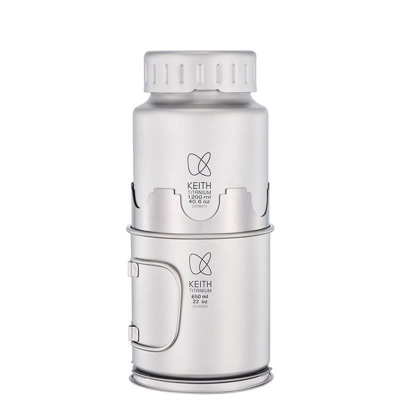 KEITH Titanium Nesting Camp Set with Bottle, Mug & Wood Stove - Ti3070-0