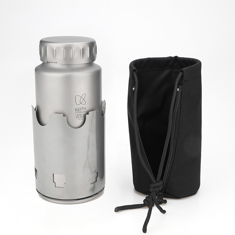 KEITH Titanium Nesting Camp Set with Bottle, Mug & Wood Stove - Ti3070-1